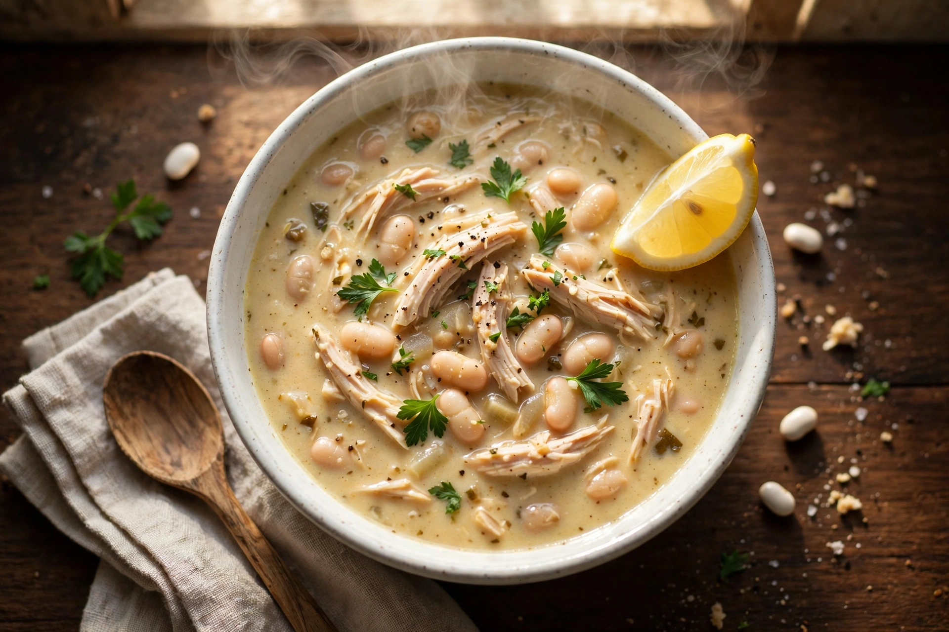 High Protein Soup: Creamy Chicken & White Bean Soup With 35g Protein