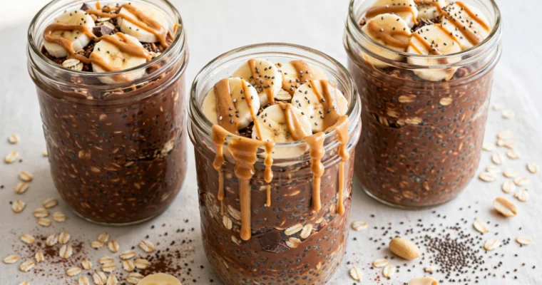 Chocolate Peanut Butter Protein Overnight Oats (30g Protein)