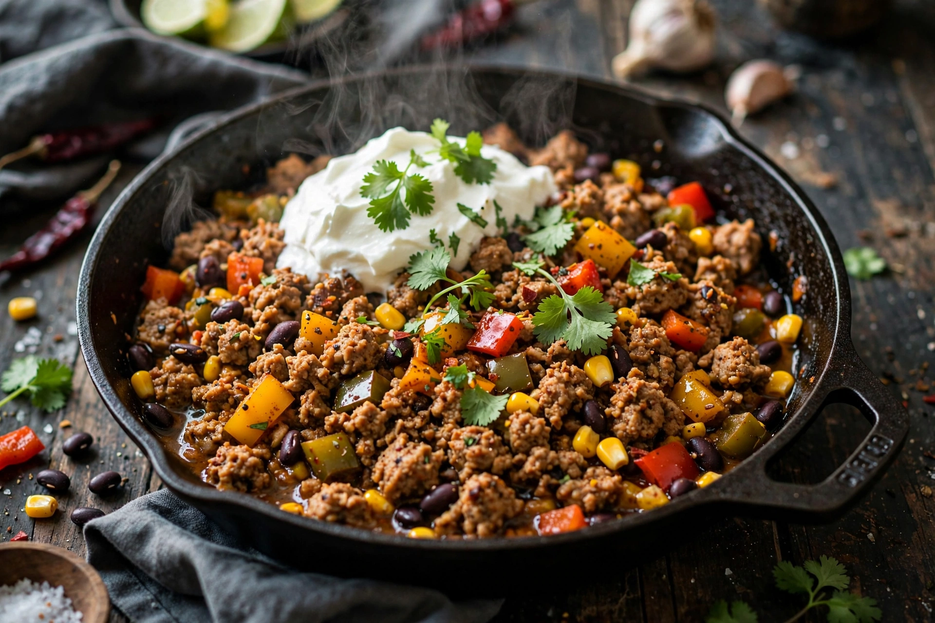 20-Minute High-Protein Turkey Taco Skillet (38g Protein)